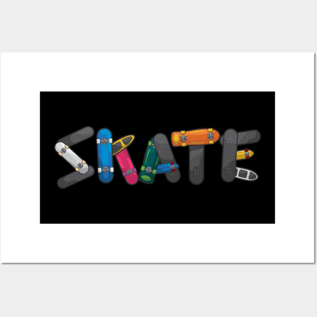 Word Skate with Skateboards Wall Art by Imaginariux